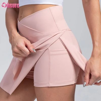 2 in 1 ゆるやかなスポーツショーツ 高腰 柔らかい着物 デザイン ジム着物 女性用