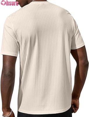 男性 短袖 基本Tシャツ カジュアル ラウンド ネック リブド トップ