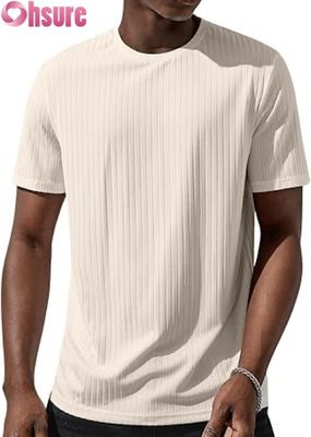 男性 短袖 基本Tシャツ カジュアル ラウンド ネック リブド トップ