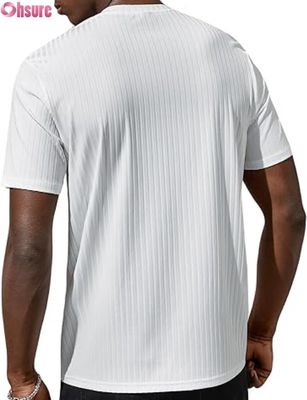 男性 短袖 基本Tシャツ カジュアル ラウンド ネック リブド トップ