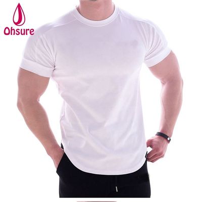 カジュアルプリントパターンニットマッスルサポートエクササイズウェア男性用竹繊維ボクシングTシャツ印刷