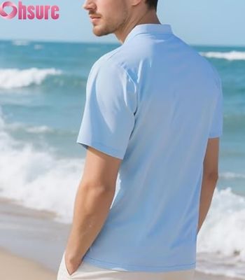 メンズカジュアルヘンリーTシャツ クラシックボタン 無地 夏用Tシャツ