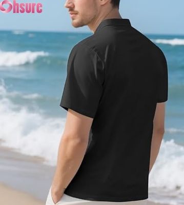 メンズカジュアルヘンリーTシャツ クラシックボタン 無地 夏用Tシャツ