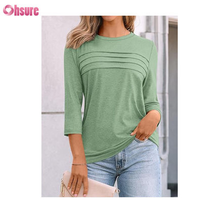 3/4 袖 フィットネスTシャツ コットン トップス カジュアル ティース オネック 女性Tシャツ ワーク スポーツTシャツ