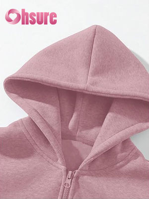 秋向けの女性用高品質フリースハーフジップフーディー、カスタムロゴ入り長袖、暖色レタープリント