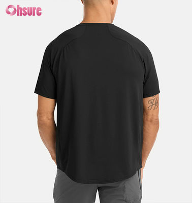 メンズジムTシャツ 速乾トレーニングトップ 通気性ラグランスリーブ 軽量ポリエステルスパンデックス - 300gsm生地