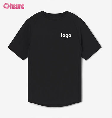 メンズジムTシャツ 速乾トレーニングトップ 通気性ラグランスリーブ 軽量ポリエステルスパンデックス - 300gsm生地