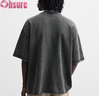 メンズ用カスタムヘビーウェイトTシャツ - ウォッシュドコットンヴィンテージストリートウェア、オーバーサイズドロップショルダーデザイン、まとめ買い可能