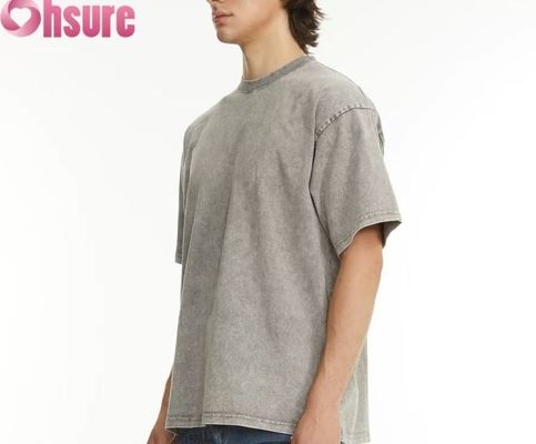 メンズ用カスタムヘビーウェイトTシャツ - ウォッシュドコットンヴィンテージストリートウェア、オーバーサイズドロップショルダーデザイン、まとめ買い可能