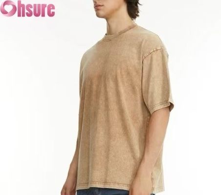 メンズ用カスタムヘビーウェイトTシャツ - ウォッシュドコットンヴィンテージストリートウェア、オーバーサイズドロップショルダーデザイン、まとめ買い可能