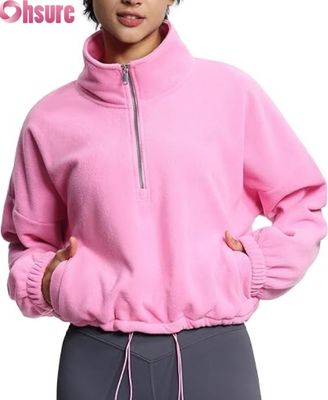 女性用 柔らかい フリース セーター ジャケット 休憩式 ロング袖 ザッパー スウェットシャツ 柔軟なヘルム