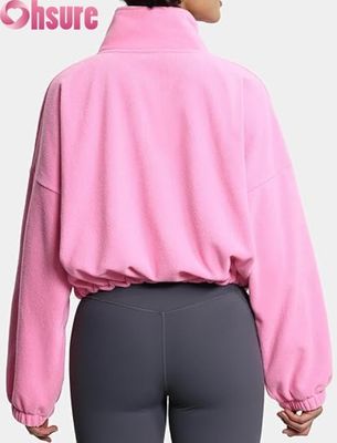 女性用 柔らかい フリース セーター ジャケット 休憩式 ロング袖 ザッパー スウェットシャツ 柔軟なヘルム