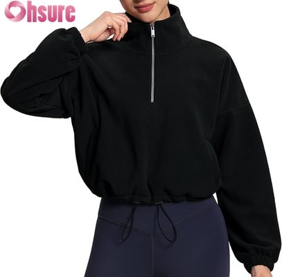 女性用 柔らかい フリース セーター ジャケット 休憩式 ロング袖 ザッパー スウェットシャツ 柔軟なヘルム