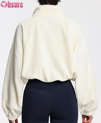 女性用 柔らかい フリース セーター ジャケット 休憩式 ロング袖 ザッパー スウェットシャツ 柔軟なヘルム