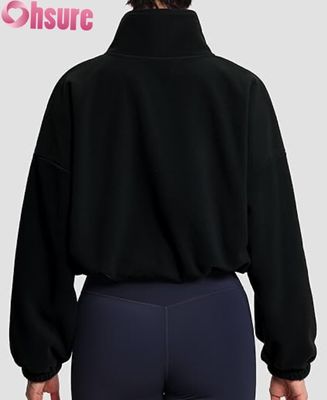 女性用 柔らかい フリース セーター ジャケット 休憩式 ロング袖 ザッパー スウェットシャツ 柔軟なヘルム