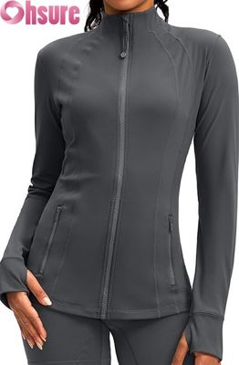 カスタム ロゴ 女性 スポーツ ジャケット 透気 Zip-Up 運動 フーディ 軽量 アクティブウェア ジム ランニング ジャケット 女性