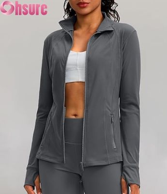 カスタム ロゴ 女性 スポーツ ジャケット 透気 Zip-Up 運動 フーディ 軽量 アクティブウェア ジム ランニング ジャケット 女性