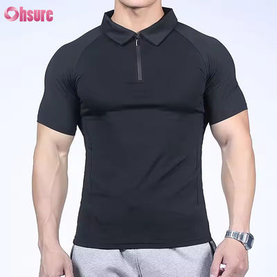 高品質速乾性アイスシルク生地スポーツトップ 通気性 夏 ジム ドライ マッスルフィット Tシャツ メンズ ポロシャツ
