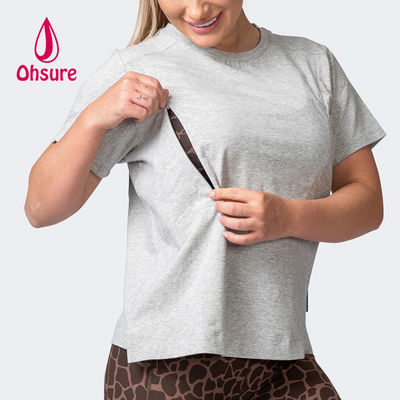 OEM100%綿 オーバーサイズのTシャツ 女性 短袖 ザイプ付き 授乳 妊婦服