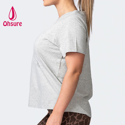OEM100%綿 オーバーサイズのTシャツ 女性 短袖 ザイプ付き 授乳 妊婦服