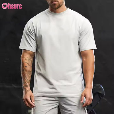 カスタム 95% コットン スパンデックス クルー ネックショート ラグラン スリーブ リラックスしたフィット トレーニング ジム シャツ 男性用