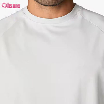 カスタム 95% コットン スパンデックス クルー ネックショート ラグラン スリーブ リラックスしたフィット トレーニング ジム シャツ 男性用