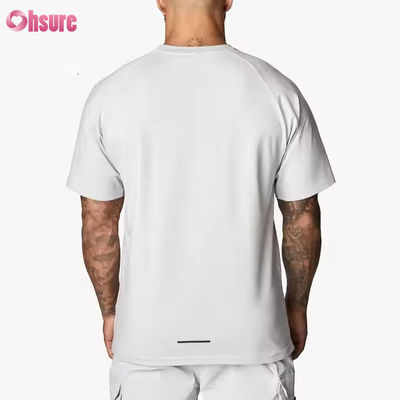 カスタム 95% コットン スパンデックス クルー ネックショート ラグラン スリーブ リラックスしたフィット トレーニング ジム シャツ 男性用