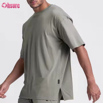 カスタムロゴ 新デザイン ワークアウト スポーツウェア Tシャツ メンズ 100% コットン ヘビーウェイト ボックスフィット ランニング オーバーサイズ フィットネス ジム シャツ
