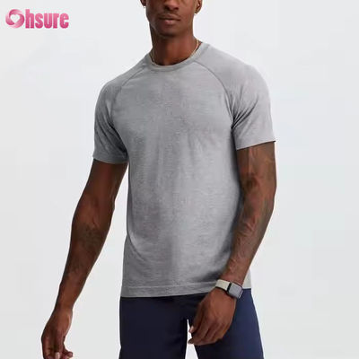 メンズ用カスタムポリエステルスパンデックス軽量通気性スリムマッスルフィットスポーツジムTシャツ