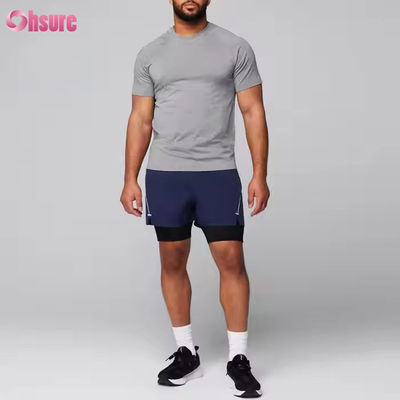 メンズ用カスタムポリエステルスパンデックス軽量通気性スリムマッスルフィットスポーツジムTシャツ