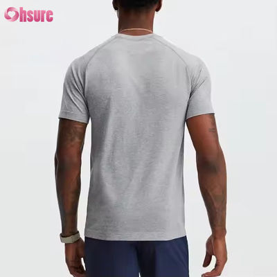メンズ用カスタムポリエステルスパンデックス軽量通気性スリムマッスルフィットスポーツジムTシャツ