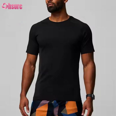 メンズ用カスタムポリエステルスパンデックス軽量通気性スリムマッスルフィットスポーツジムTシャツ