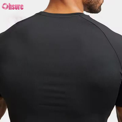 メンズ用カスタムポリエステルスパンデックス軽量スリムフィットラグランスリーブ速乾性マッスルトレーニングトップジムTシャツ
