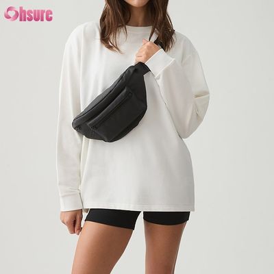 女性 長袖Tシャツ カスタム ダブルサイドO ネック 空っぽ シンプル カット 上 裏 底 スパンデックス