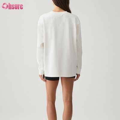 女性 長袖Tシャツ カスタム ダブルサイドO ネック 空っぽ シンプル カット 上 裏 底 スパンデックス