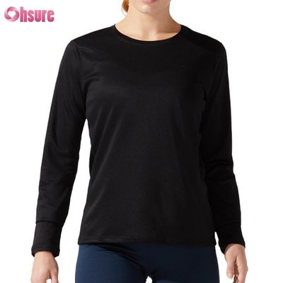 カスタム 綿 白 シンプル 脱毛 フィット スリム トップ 固体 休閑 アスリート スパンデックス 女性 長袖 Tシャツ