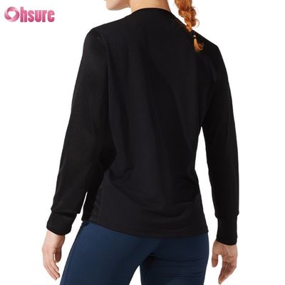 カスタム 綿 白 シンプル 脱毛 フィット スリム トップ 固体 休閑 アスリート スパンデックス 女性 長袖 Tシャツ