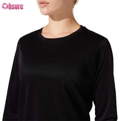 カスタム 綿 白 シンプル 脱毛 フィット スリム トップ 固体 休閑 アスリート スパンデックス 女性 長袖 Tシャツ