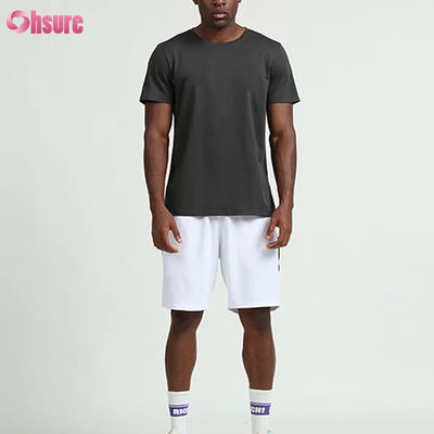 カスタムトレーニング 夏 固い色 短袖 男性Tシャツ ランニング フィットネス アウトドアバスケットボール 男性用スポーツウェア