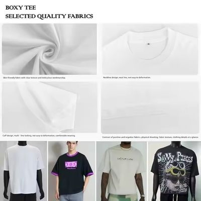 250-300gm ドロップショルダー グラフィック ヘビーウェイト Tシャツ 贅沢 ブランク 重綿 ストリートウェア 箱型 オーバーサイズ 男性用 カスタム Tシャツ