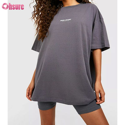 ユニセックス Tシャツ 高品質 カスタム LOGO デザイン 無地 オーバーサイズ Oネック Tシャツ 女性用
