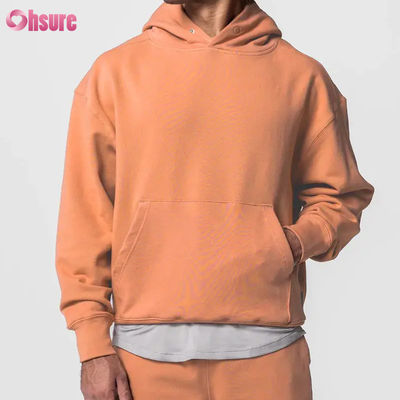 熱売 男性用 超サイズ スポーツ フーディ 100% コットン ベーシック 固体 ロング袖 セーター ポケット 冬用 ベーシック シャツ