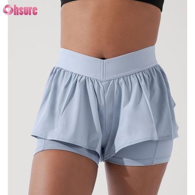 カスタム 女性用 2 in 1 ジム ショート フィットネス ブリーニング プラスサイズ エラスティックバンド 運動 ジム ショート 女性用