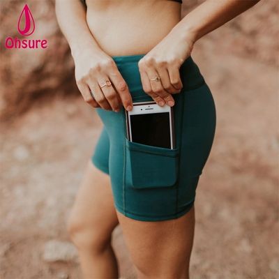 ジムショートパンツ カスタマイズされたワークアウトバイカーショーツ 女性用フィットネスショーツ サイドポケット付き ワークアウトハイウエストバイカーショーツ 10-12日