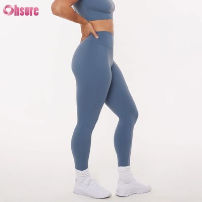 女性用ハイウエストポリエステルフルレングスコンプレッションワークアウトトレーニングレギンス