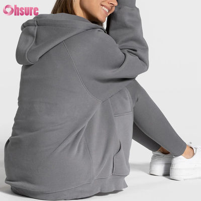 女性用高品質オーバーサイズジッププルオーバー スウェットシャツ、無地カスタムロゴ入り、ユニークなデザインのフリースフーディー、冬用