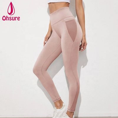 ポケット付き 透ける メッシュランニングパンツ 女性用 カスタム ヨガレッシング 圧縮体操タイツ
