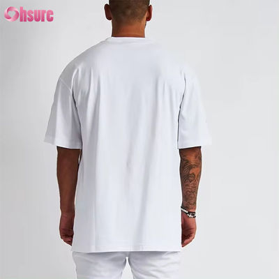 カスタムロゴ ストリートウェア 重いTシャツ プリント 黒 綿 重いドロップ 肩 厚い空きTシャツ