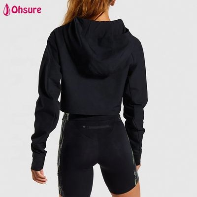 カスタム スーパーソフト フィットネス クルー ネック 女性 コットン スポーツ クロープ トップ 黒 ジム フーディ フーディ付きプルーカー