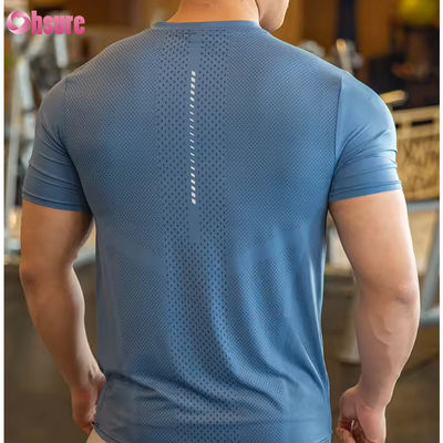 男子 アスリート トップ アクティブウェア シャツ ポリエステル スパンデックス 男性 ランニング 服 ジム 軽量 スポーツ 弾性 Tシャツ